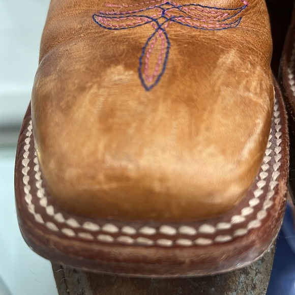 Macie Bean Western Boots Leather Blue  Polkadot Pink Tan 5 - Picture 4 of 16